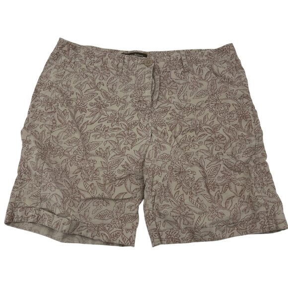 Tommy Bahama Womens Floral Print Cotton Shorts Size 8 Beige & Brown Lightweight - Picture 1 of 7